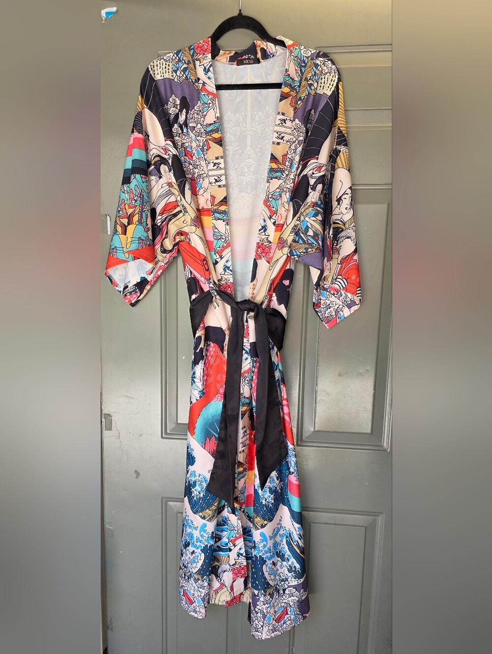Micas Geisha Print Kimono Size L.